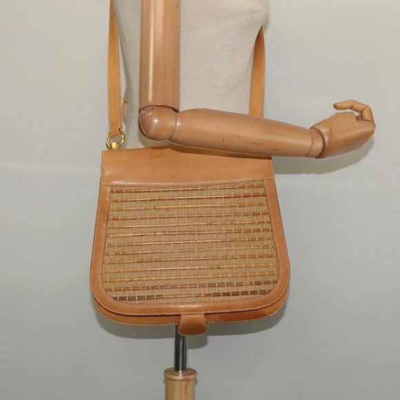 GUCCI Shoulder Bag Leather Beige Gold Auth hk2913 - Picture 1 of 16